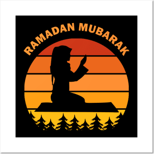 Ramadan Mubarak Ramadan Kareem Woman Pray Dawn Dusk Gift Posters and Art